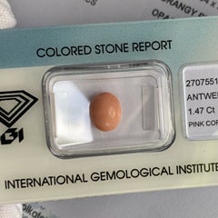 Seltene natürliche orange-rosa unbehandelte Koralle 1,47 Karat ovaler Cabochon IGI zertifiziert