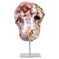 Rara Geoda de Amatista Rosa Natural con Drusa de Amatista Galaxia Brillante sobre Soporte