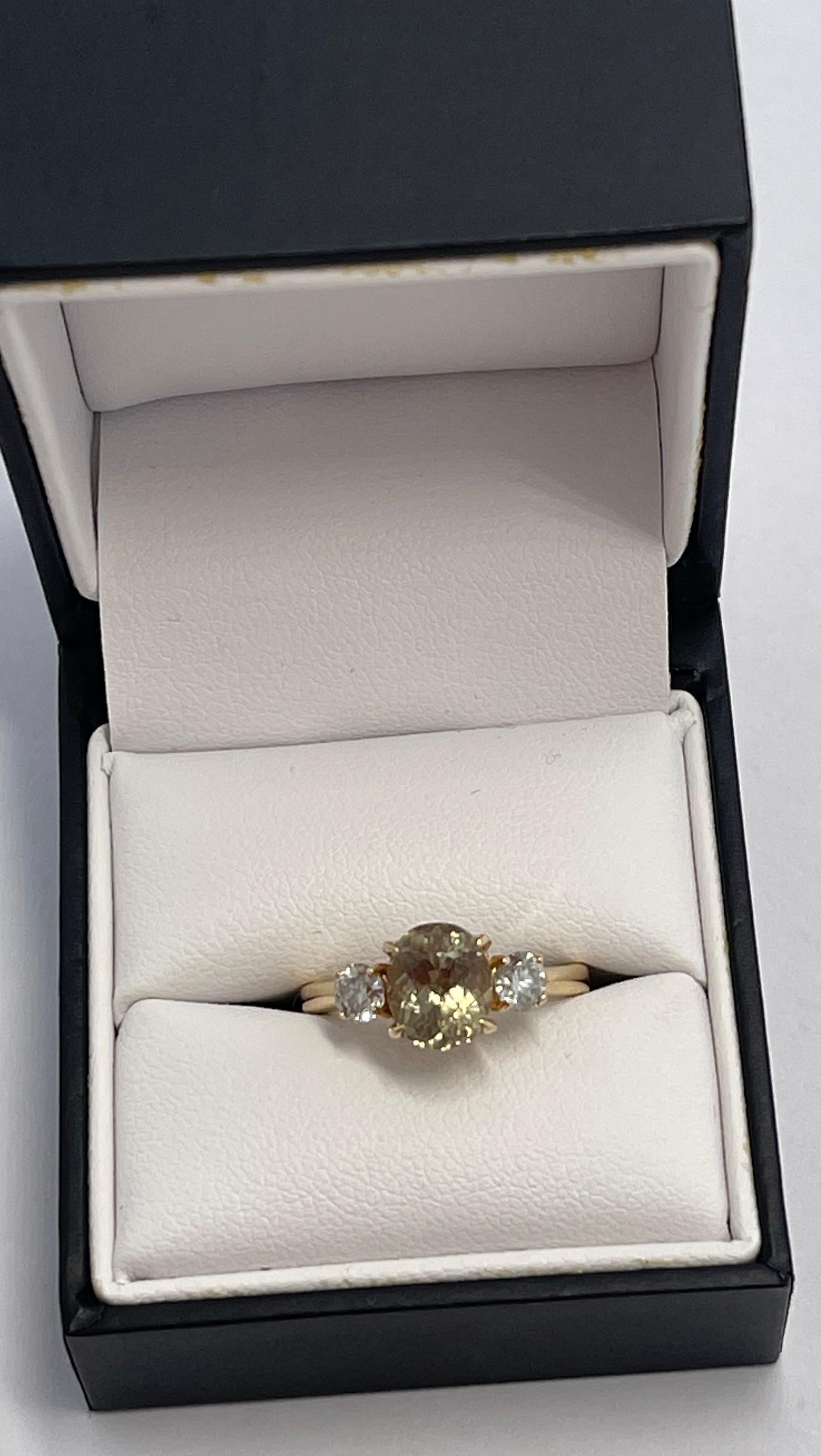 Seltener farblicher Farbwechsel natürlicher unbehandelter Diaspore Diamantring mit Valuation im Angebot 3