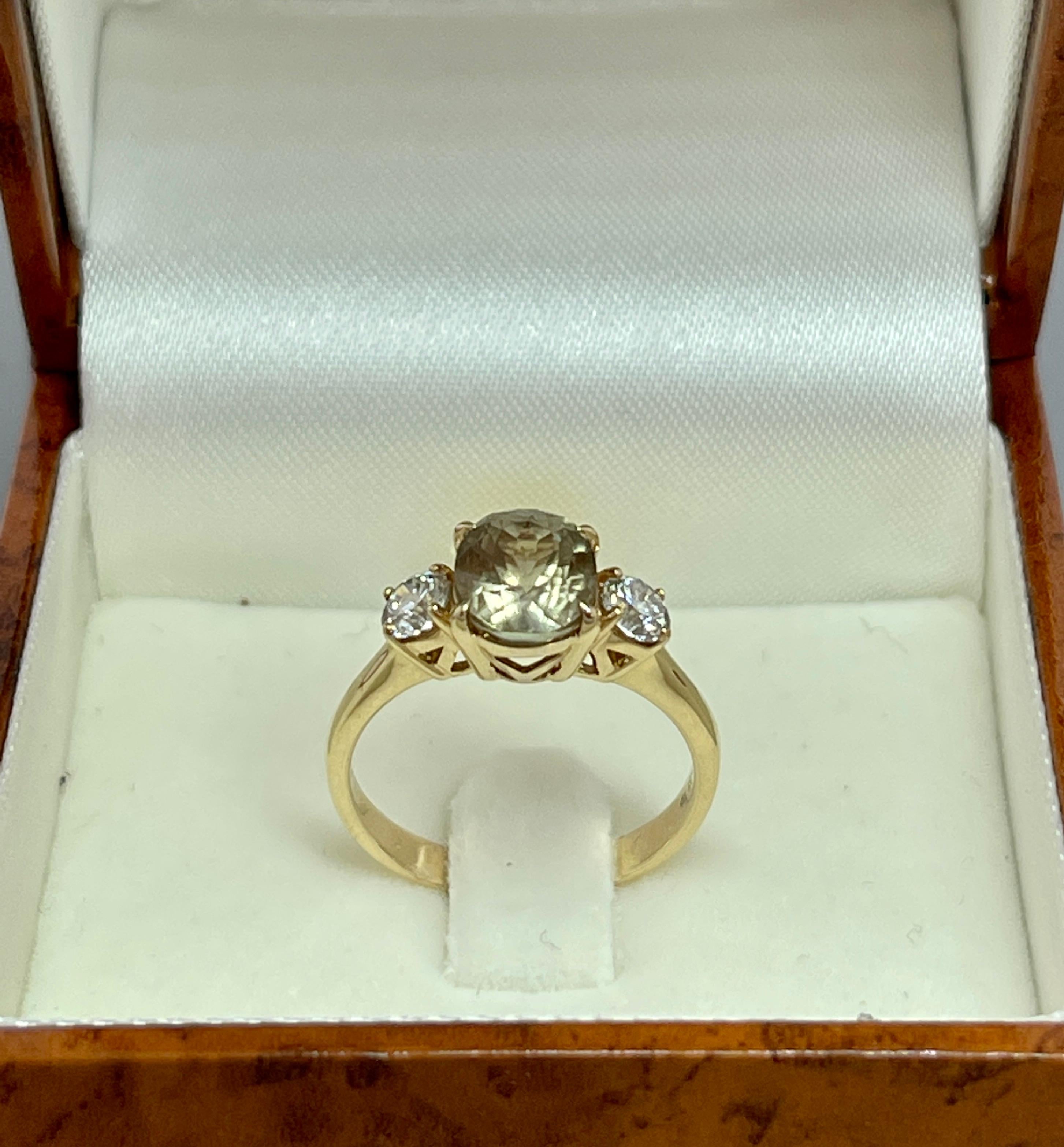 Rare Color Colour Change Natural Untreated Diaspore Diamond Ring with Valuation For Sale 1