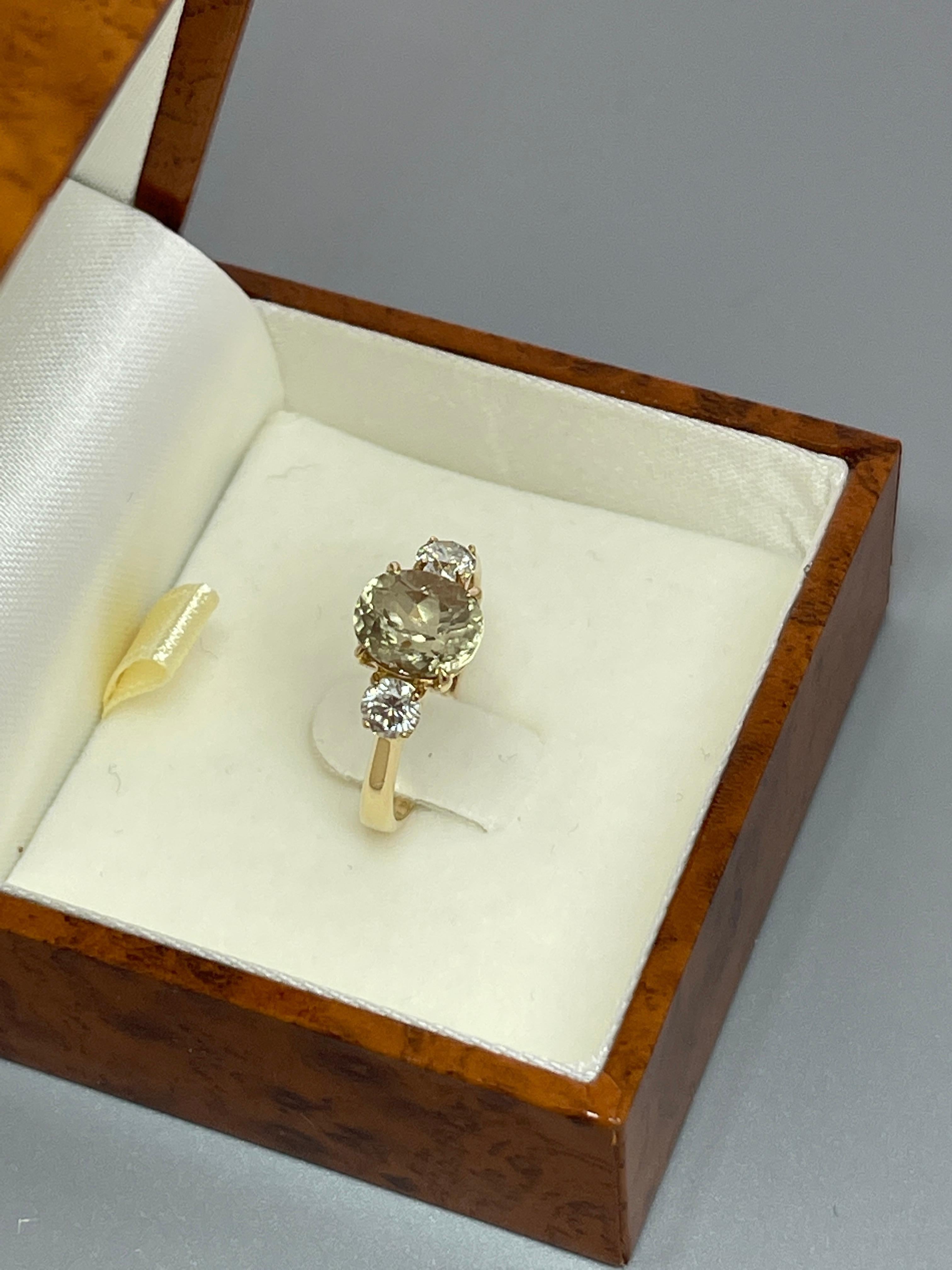Seltener farblicher Farbwechsel natürlicher unbehandelter Diaspore Diamantring mit Valuation im Angebot 4