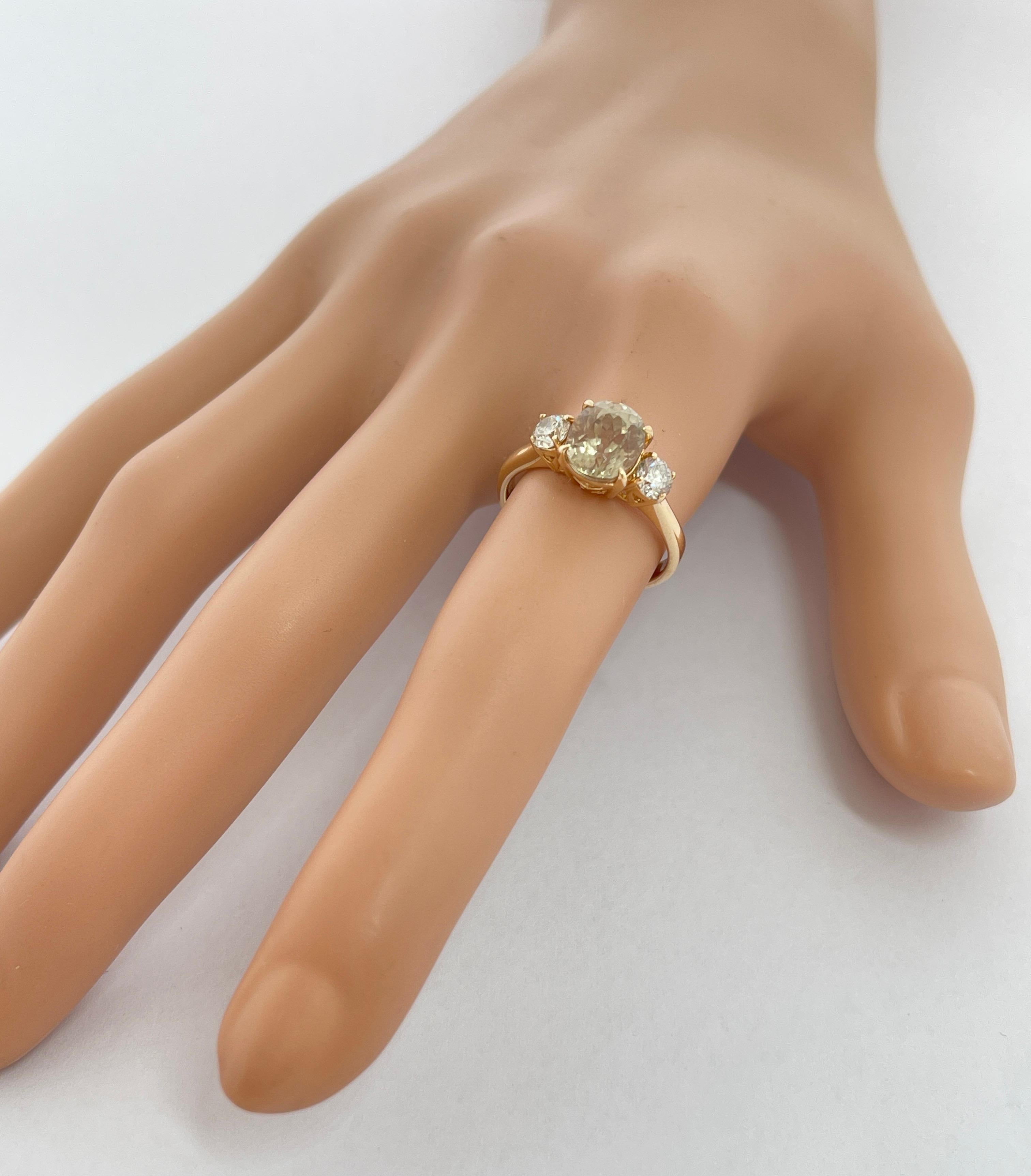 Seltener farblicher Farbwechsel natürlicher unbehandelter Diaspore Diamantring mit Valuation im Angebot 1