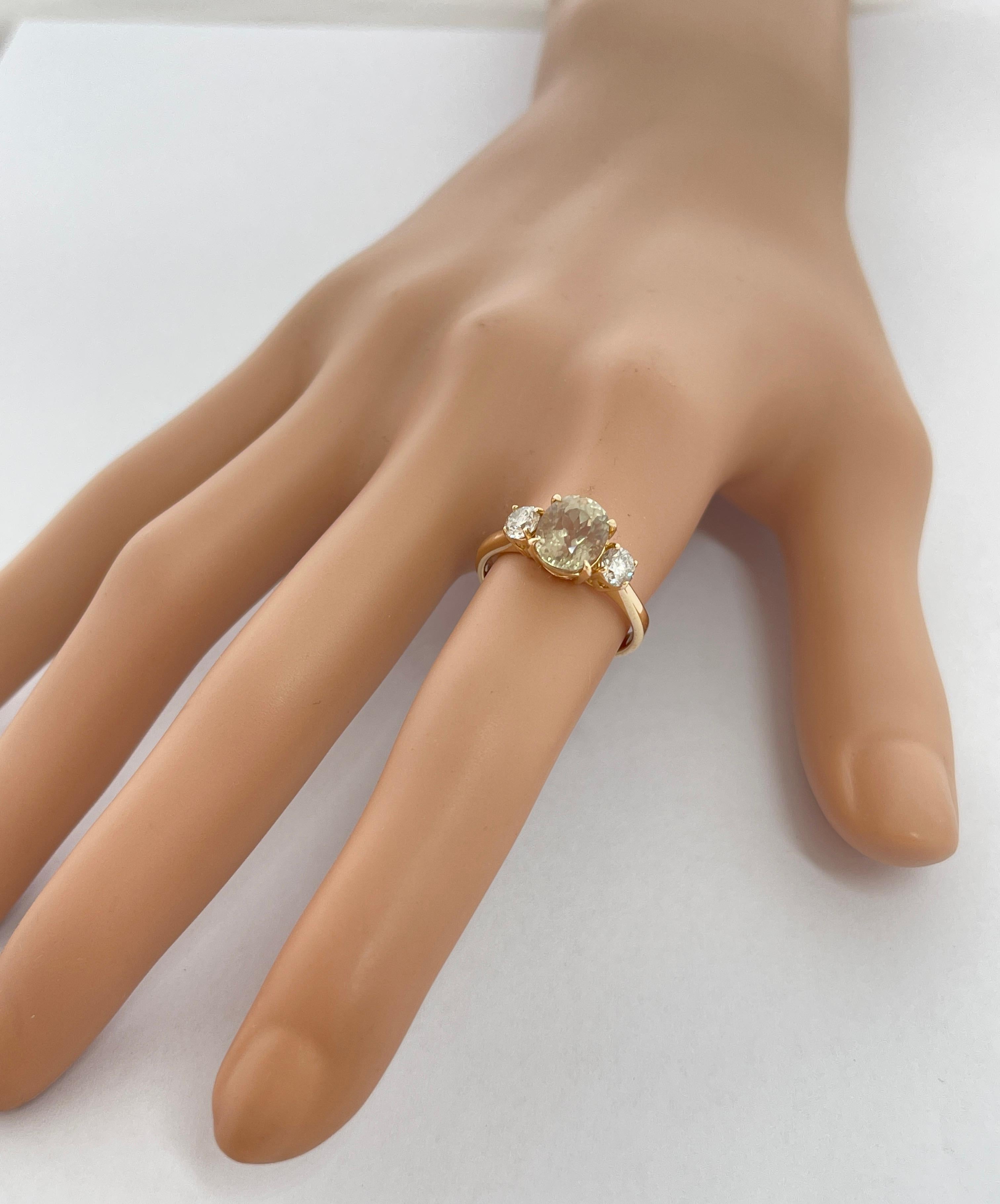 Seltener farblicher Farbwechsel natürlicher unbehandelter Diaspore Diamantring mit Valuation im Angebot 5
