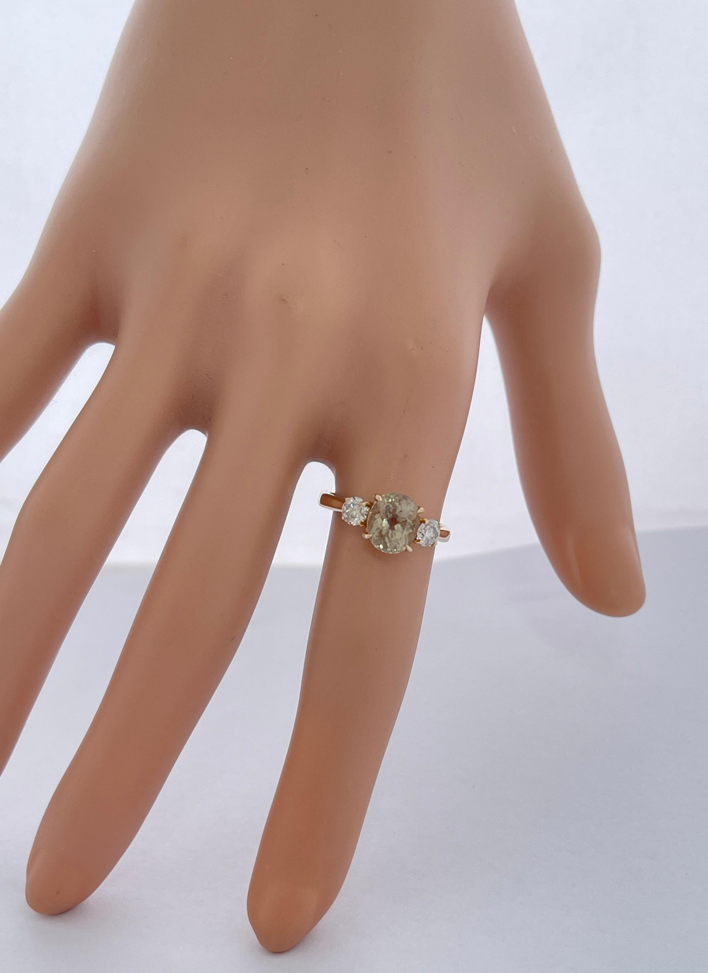 Seltener farblicher Farbwechsel natürlicher unbehandelter Diaspore Diamantring mit Valuation im Angebot 7