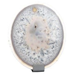 Rare Natural white Lace Agate Slice with Crystal Interior