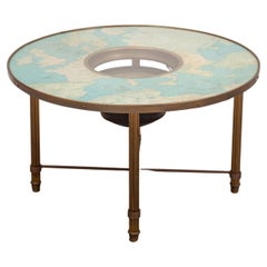 Rare Nautical Compass and Cosmographic Cart Round Coffee Table, France, 1950