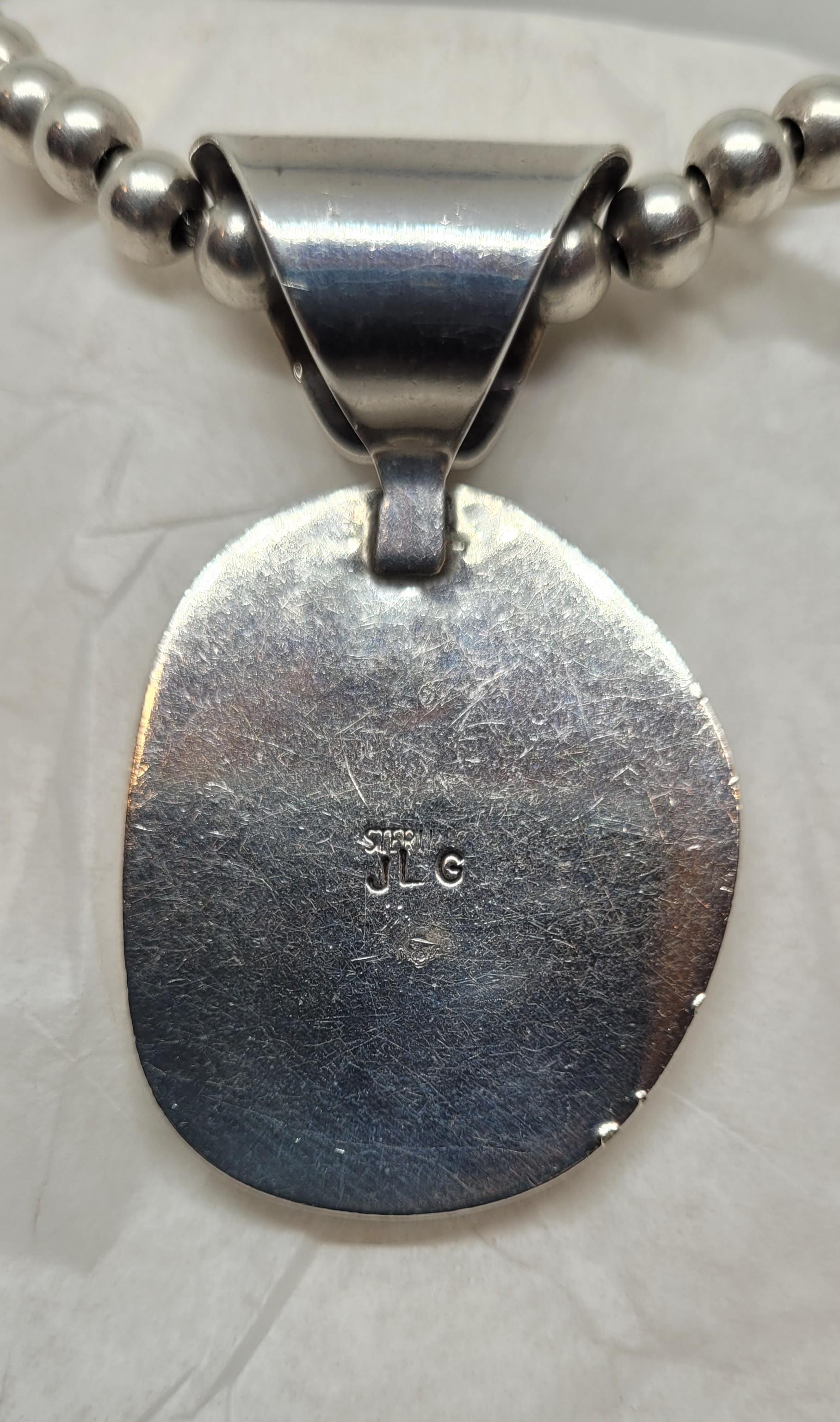 Rare Navajo American Indian Turquoise Sterling Silver Pendant with Necklace Fine 2
