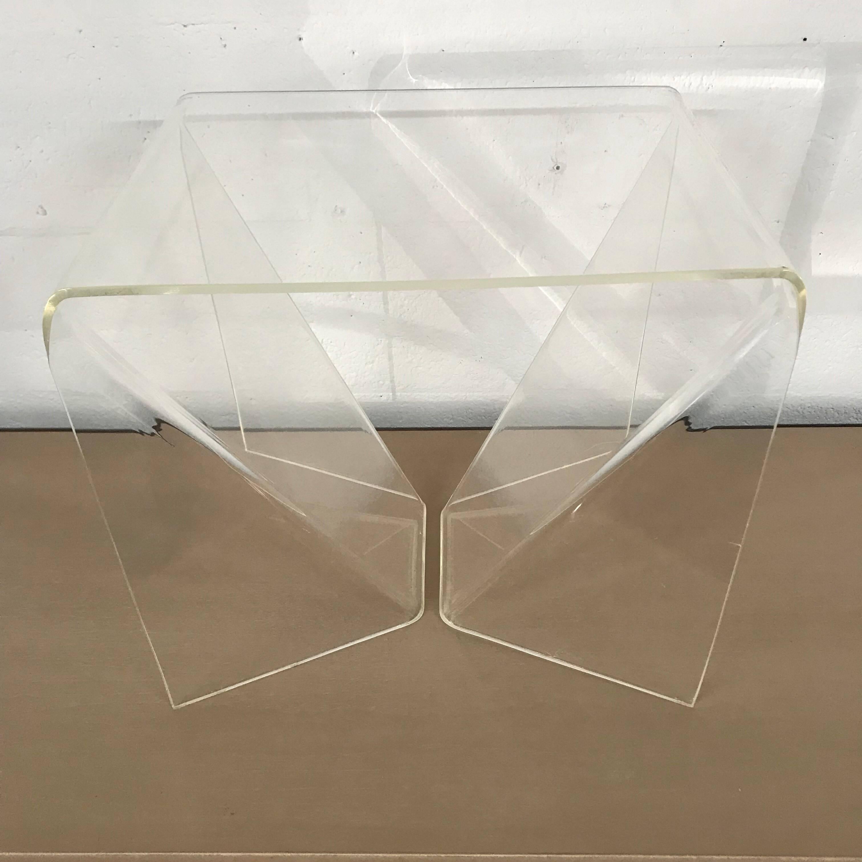 Folded Lucite table designed by Neal Small.
