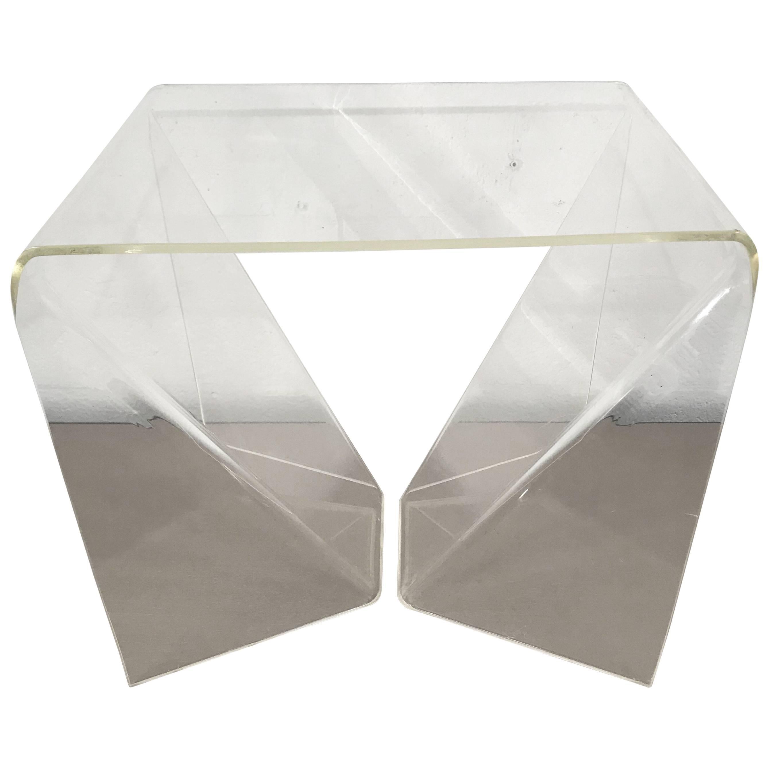 Rare Neal Small "Origami" Table in Clear Lucite