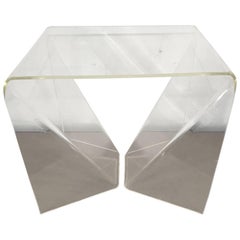 Petite table « Origami » rare en lucite transparente de Neal