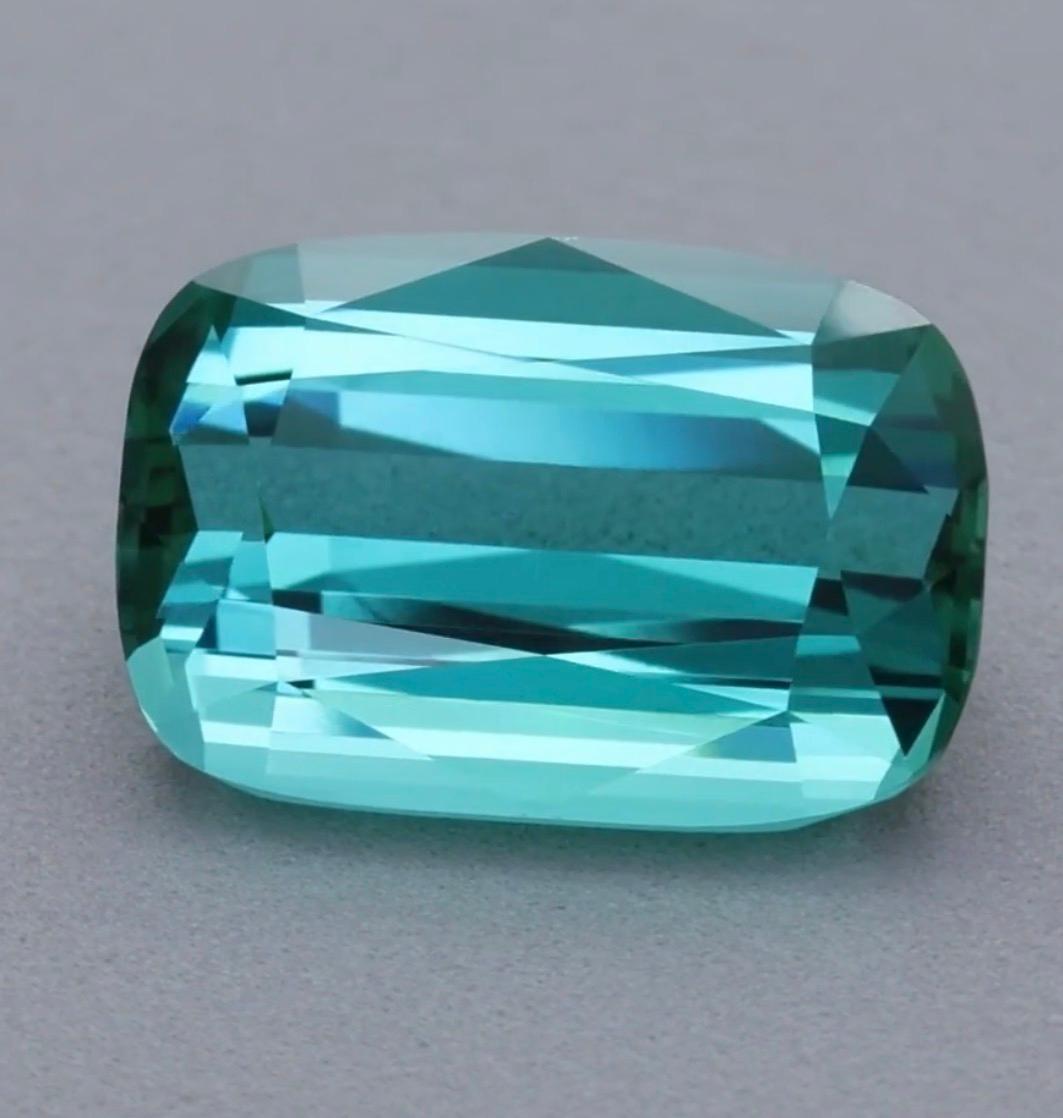 Women's or Men's Rare Near-10ct Lagoon Tourmaline Cushion Cut — GIA Report For Sale