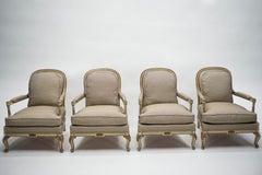 Rare Neoclassical Set of 4 Armchairs Signed by Maurice Hirsch, 1970s