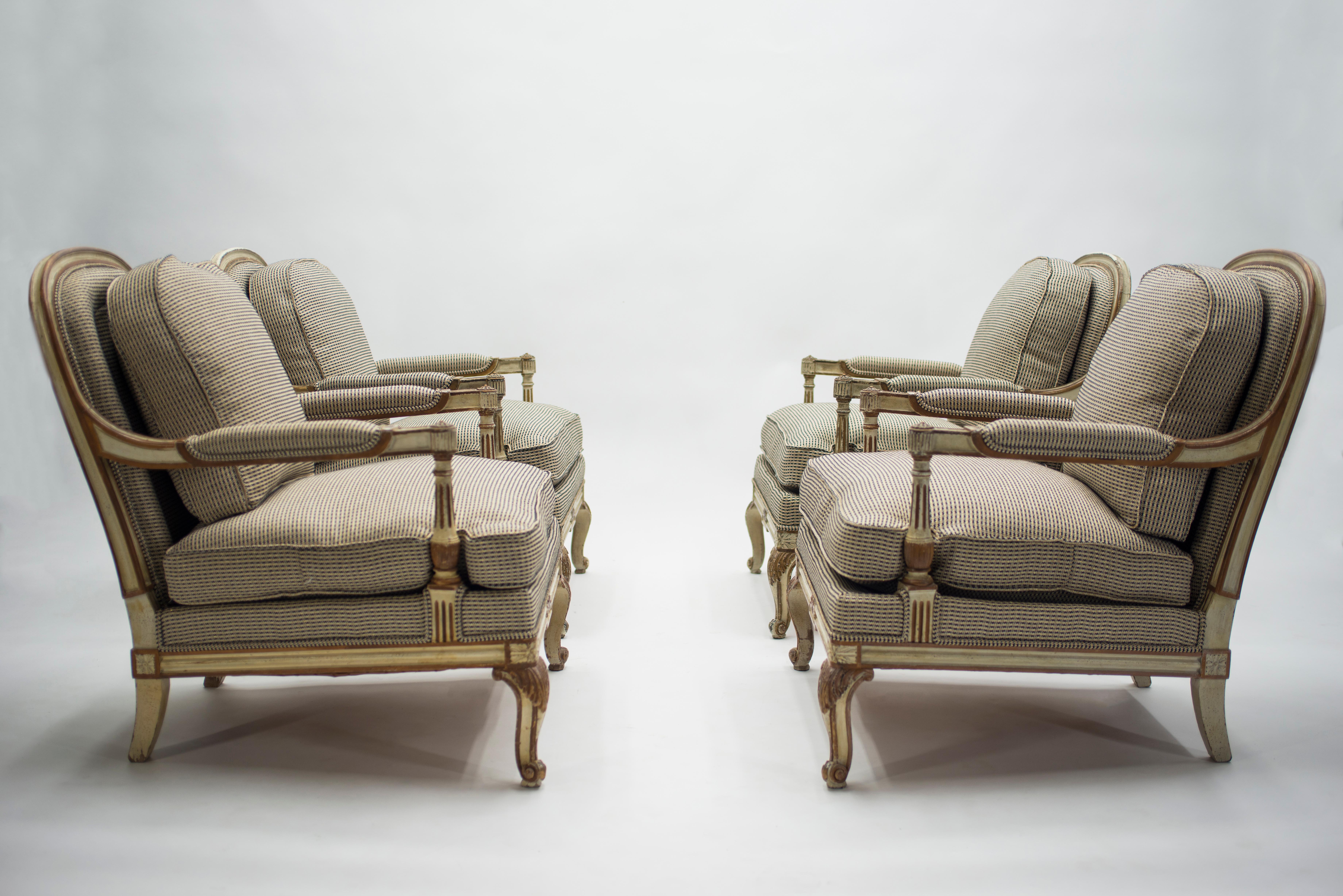 Rare Neoclassical Set of 4 Armchairs Signed by Maurice Hirsch, 1970s 2