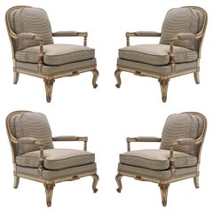 Rare Neoclassical Set of 4 Armchairs Signed by Maurice Hirsch, 1970s