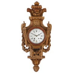 Rare Neoclassical Style French Giltwood Clock and Barometer Set