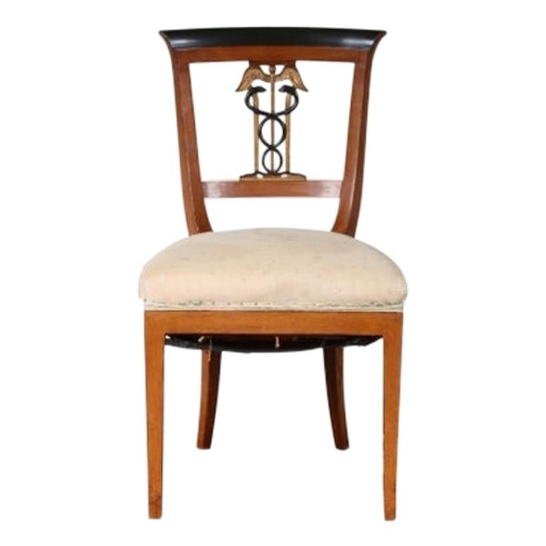 Rare Neoclassical Style Side Chair with Caduceus Crest
