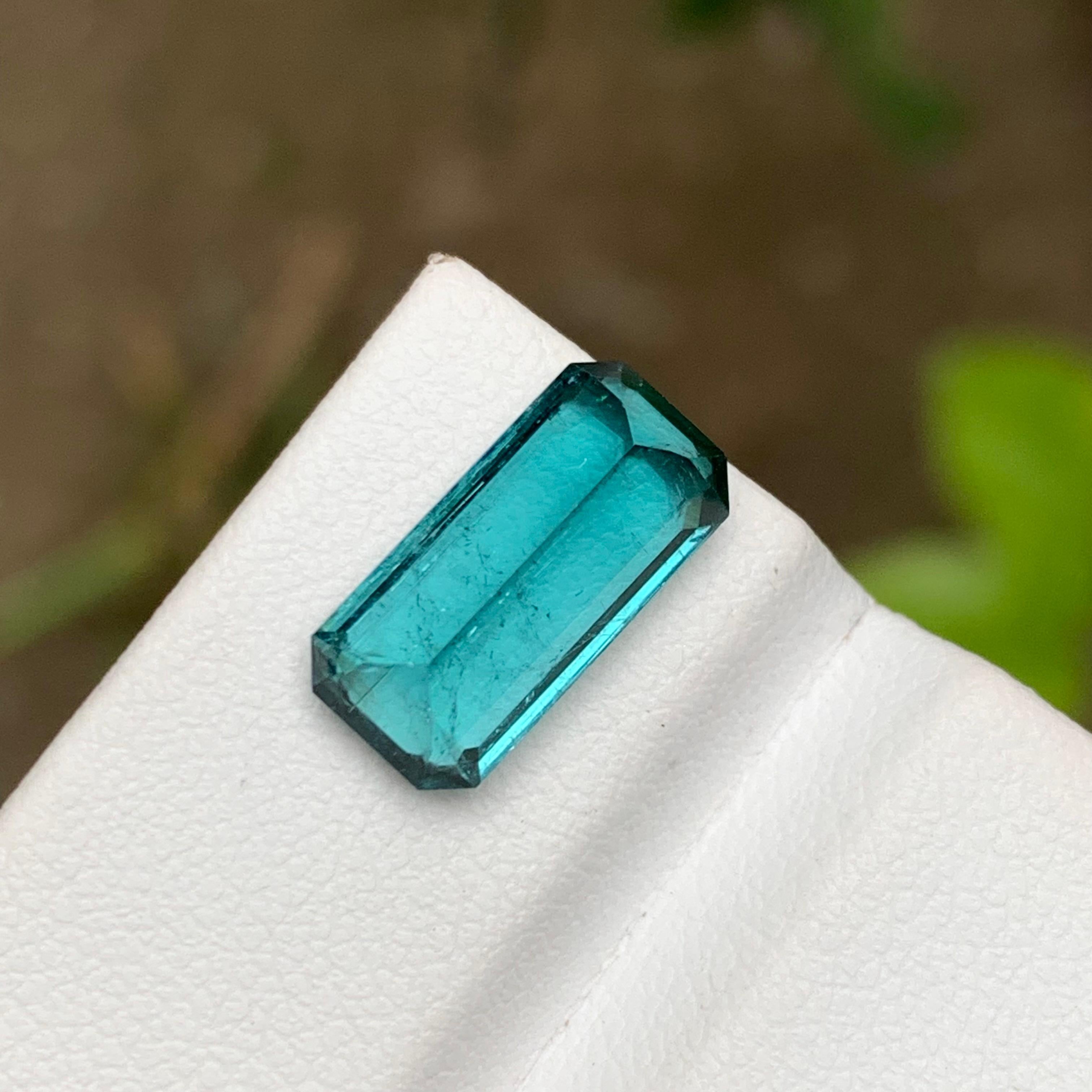 Contemporary Rare Neon Blue Natural Tourmaline Gemstone, 4 Ct Emerald Cut for Ring/Jewelry AF For Sale