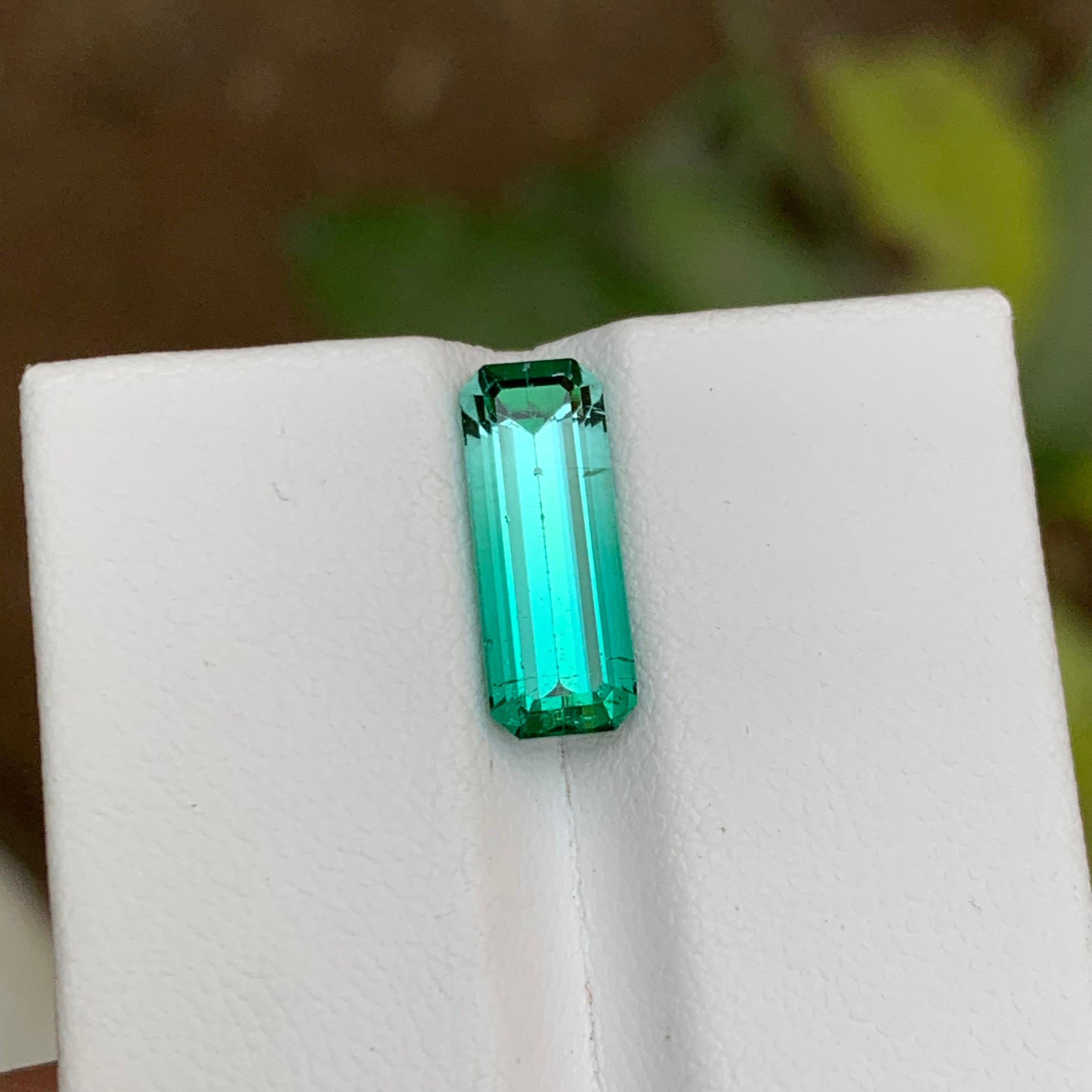 Rare Neon Bluish Green Bicolor Tourmaline Gemstone 3.25 Ct Step Emerald Cut Afg For Sale 4