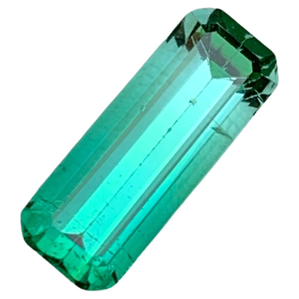 Rare Neon Bluish Green Bicolor Tourmaline Gemstone 3.25 Ct Step Emerald Cut Afg