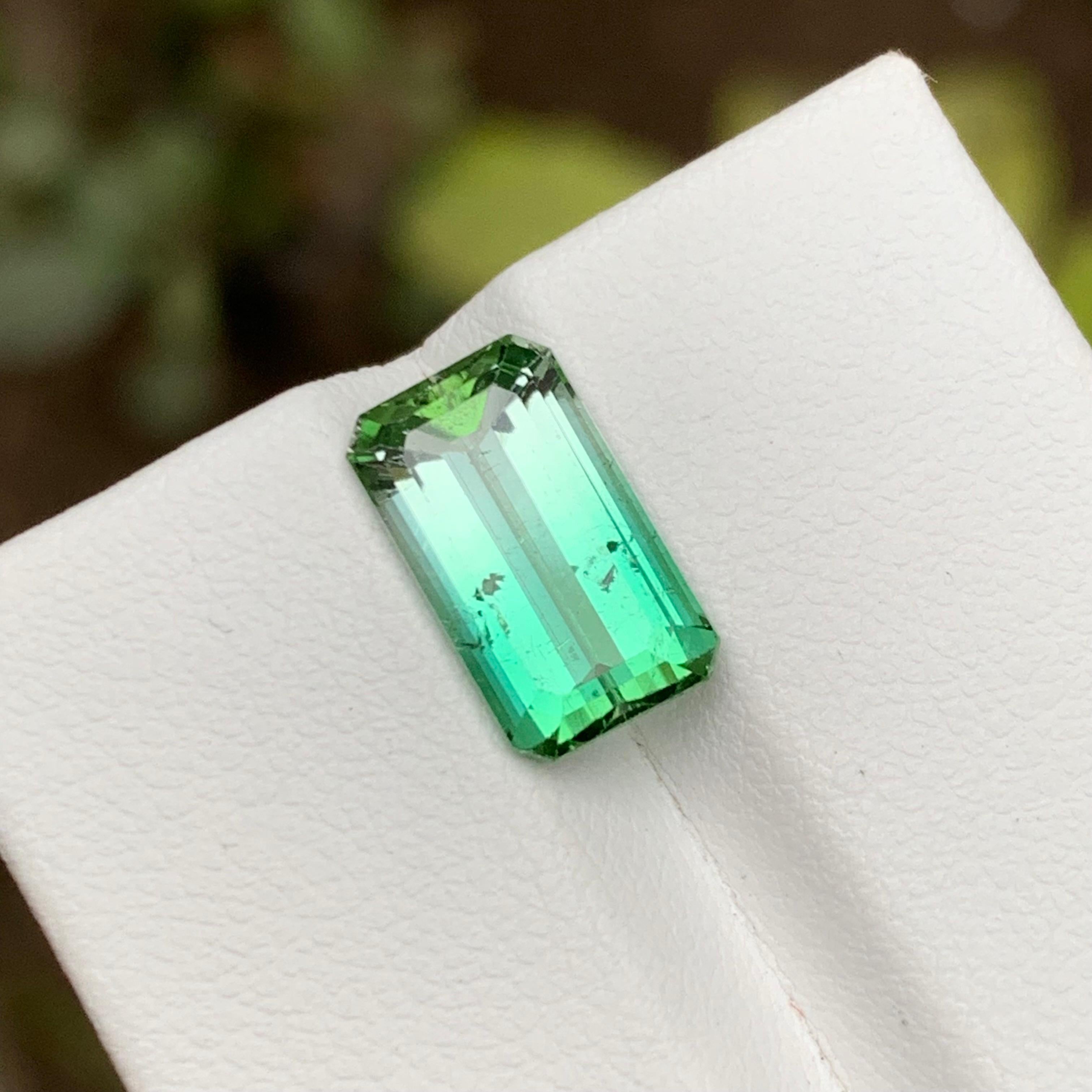 GEMSTONE TYPE: Tourmaline
PIECE(S): 1
WEIGHT: 3.95 Carat
SHAPE: Step Emerald Cut
SIZE (MM):  12.11 x 7.06 x 5.14 
COLOR: Bicolor
CLARITY: Slightly Included 
TREATMENT: Not Treated
ORIGIN: Afghanistan
CERTIFICATE: On demand 

Mesmerize the beholder
