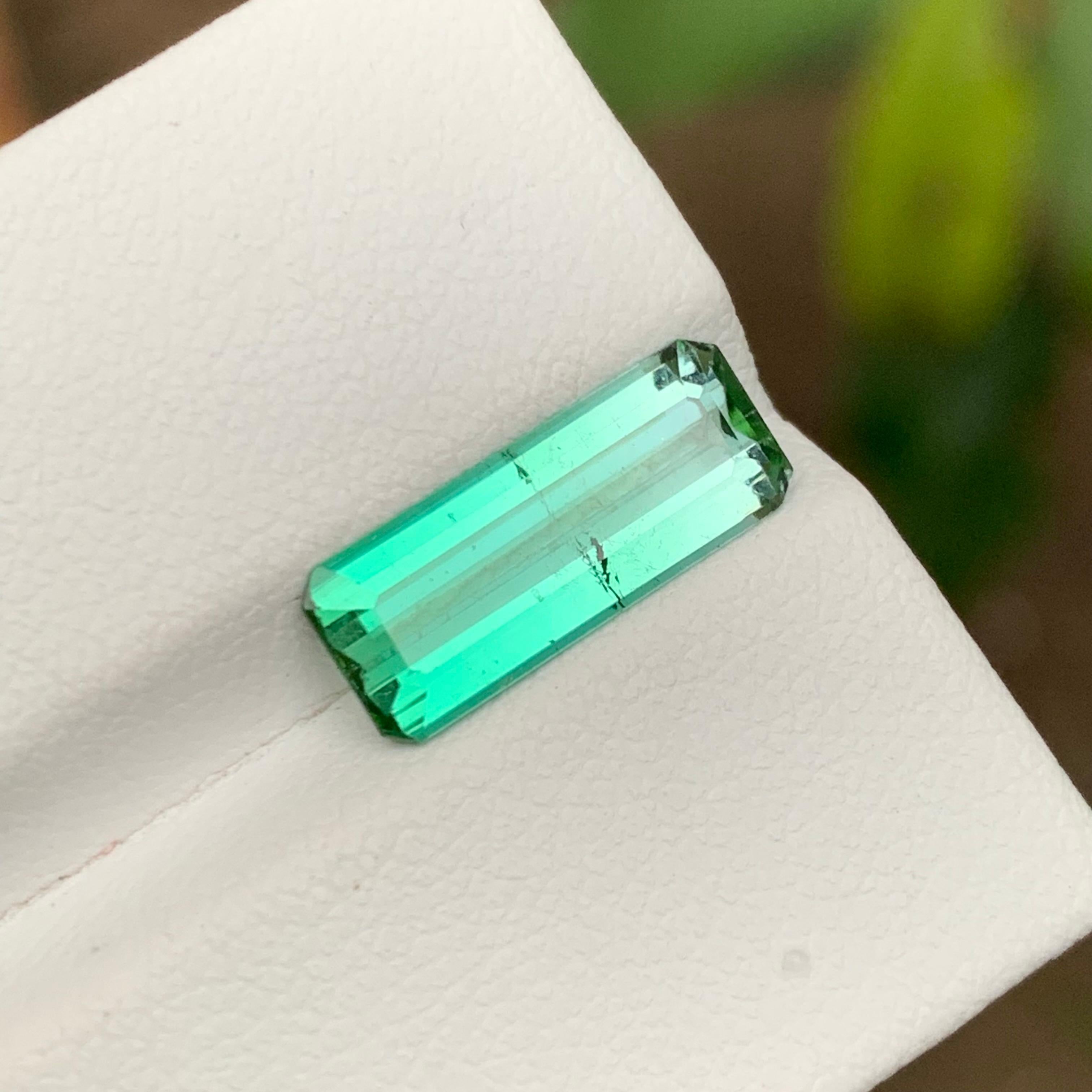 Rare Neon Bluish Green Tourmaline Gemstone, 2.90 Ct Emerald Cut-Ring/Jewelry Afg For Sale 5