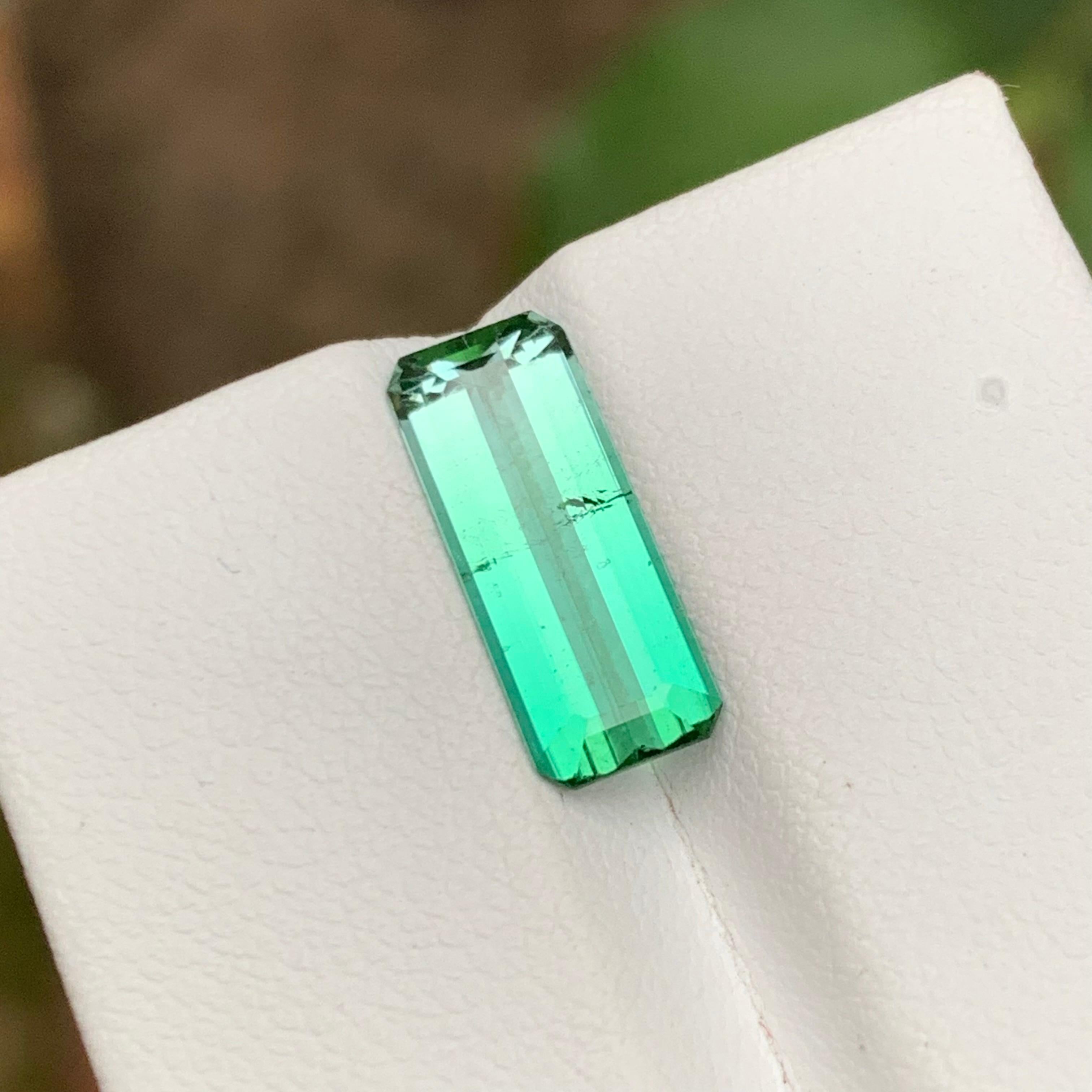 Rare Neon Bluish Green Tourmaline Gemstone, 2.90 Ct Emerald Cut-Ring/Jewelry Afg For Sale 7