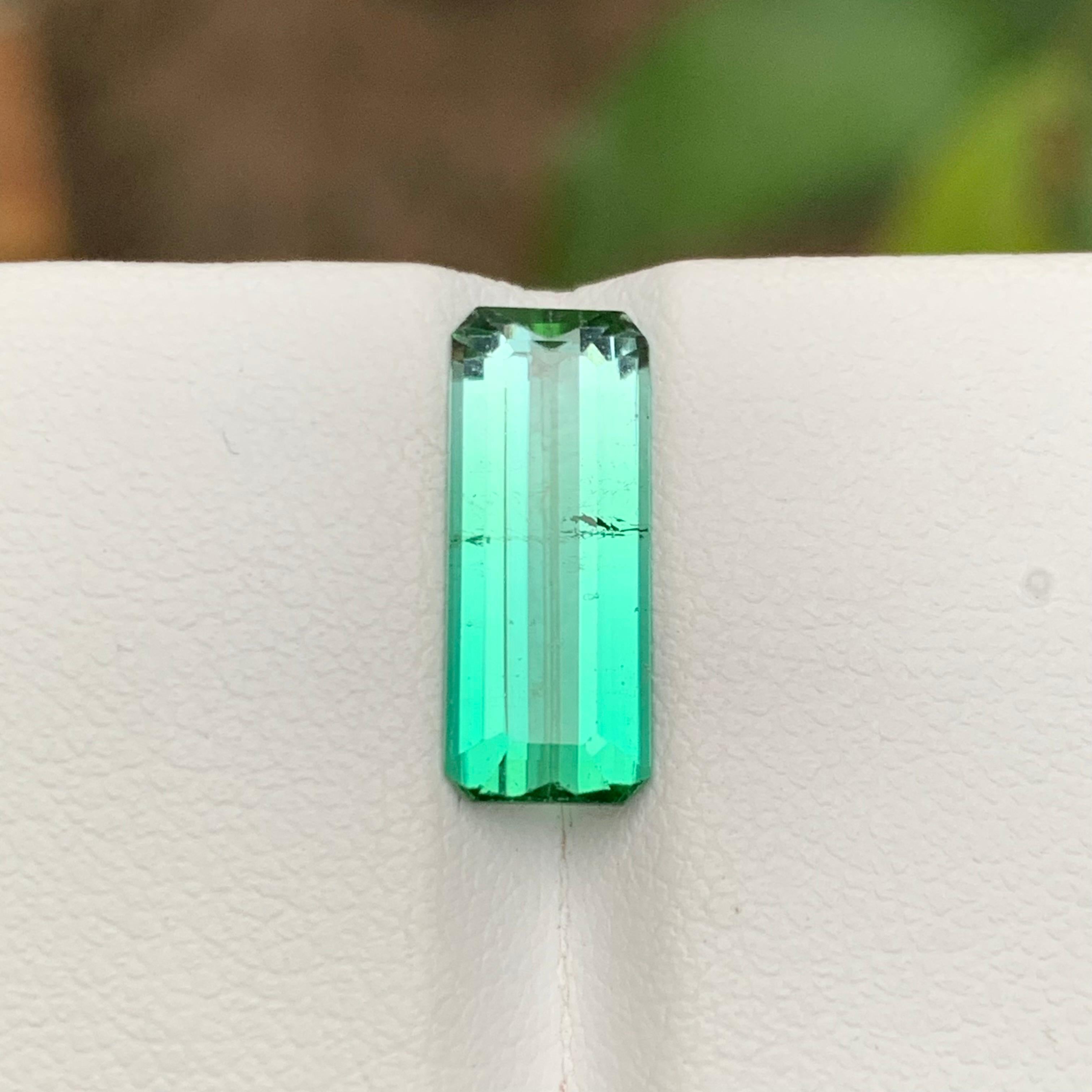 Rare Neon Bluish Green Tourmaline Gemstone, 2.90 Ct Emerald Cut-Ring/Jewelry Afg For Sale 8