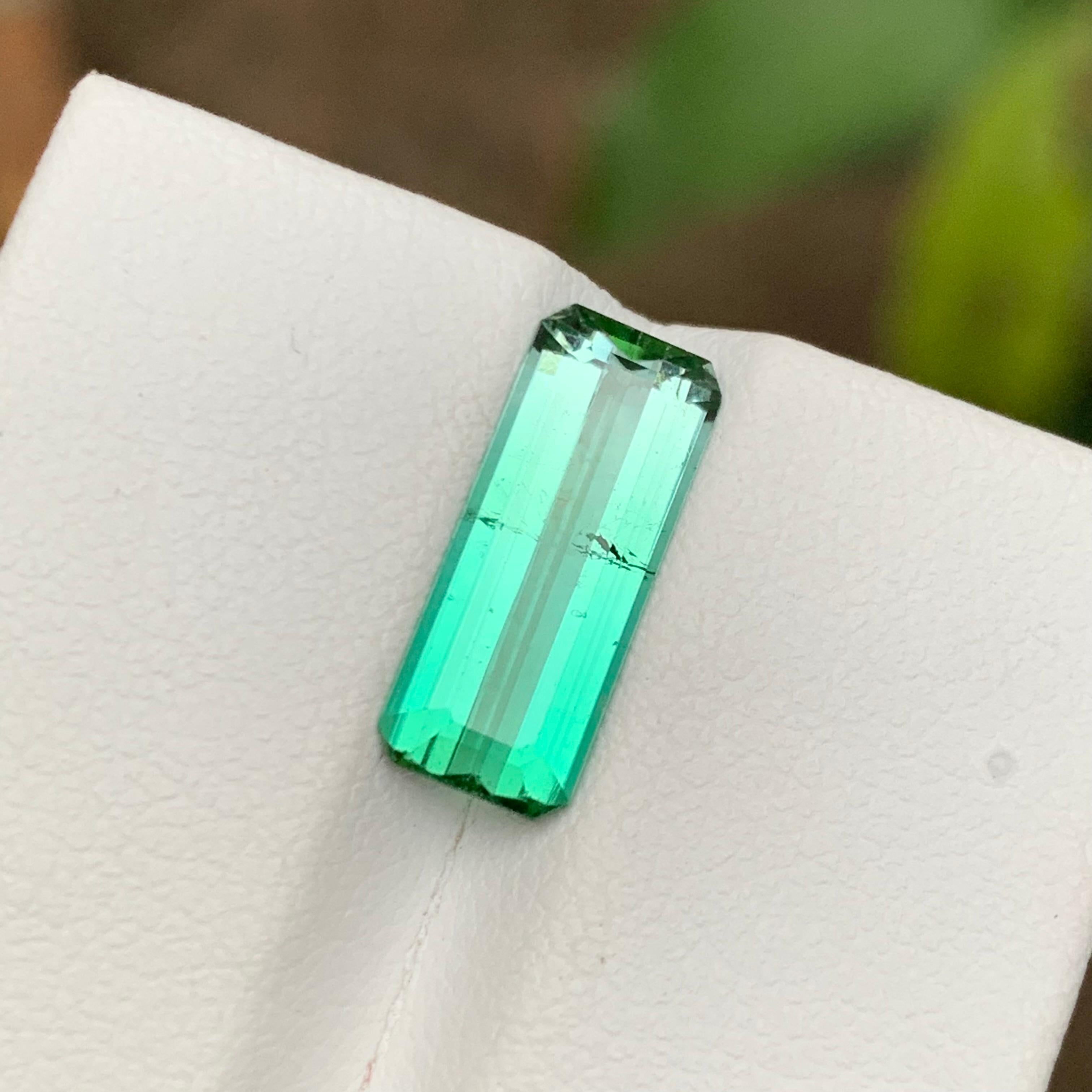 Rare Neon Bluish Green Tourmaline Gemstone, 2.90 Ct Emerald Cut-Ring/Jewelry Afg For Sale 9