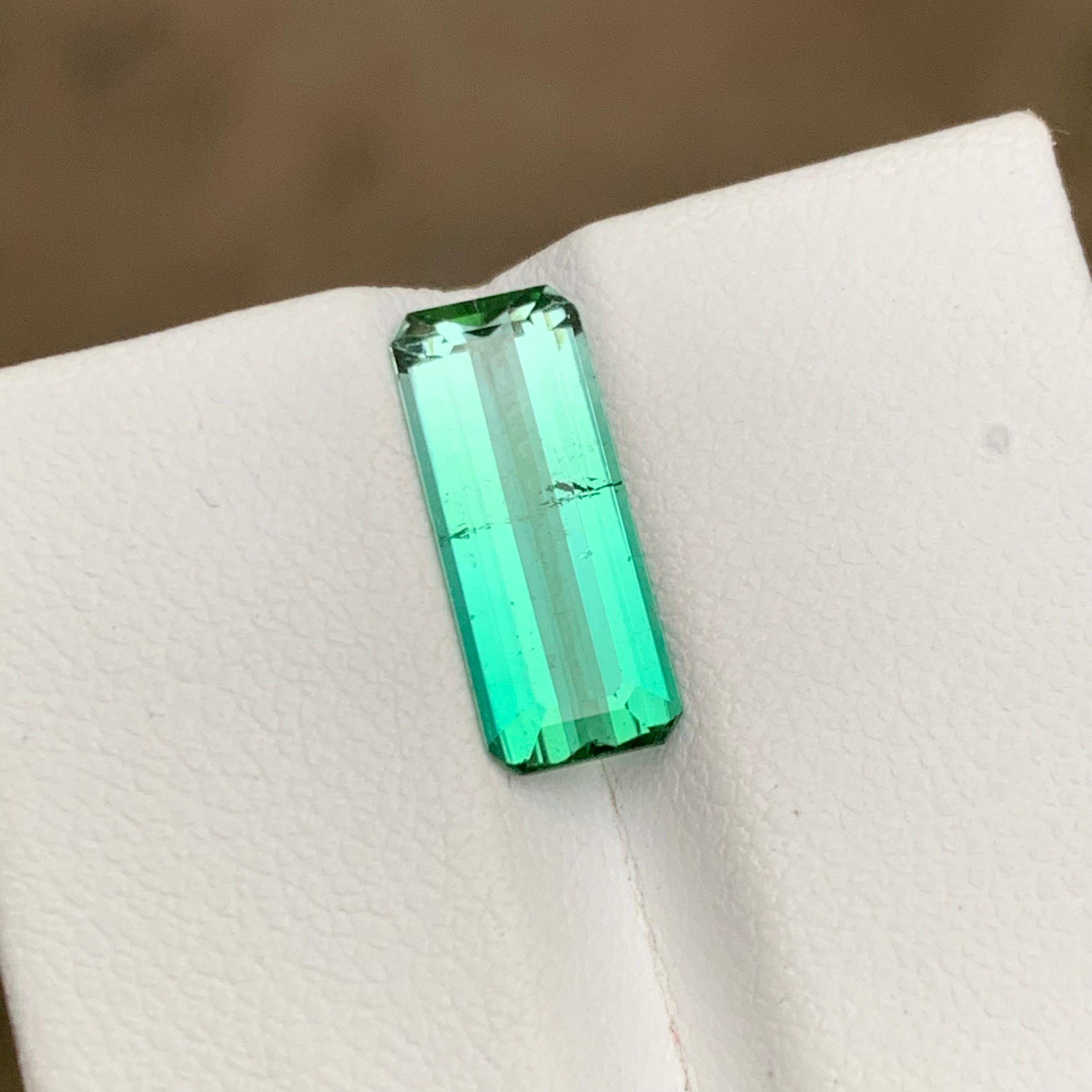Contemporary Rare Neon Bluish Green Tourmaline Gemstone, 2.90 Ct Emerald Cut-Ring/Jewelry Afg For Sale