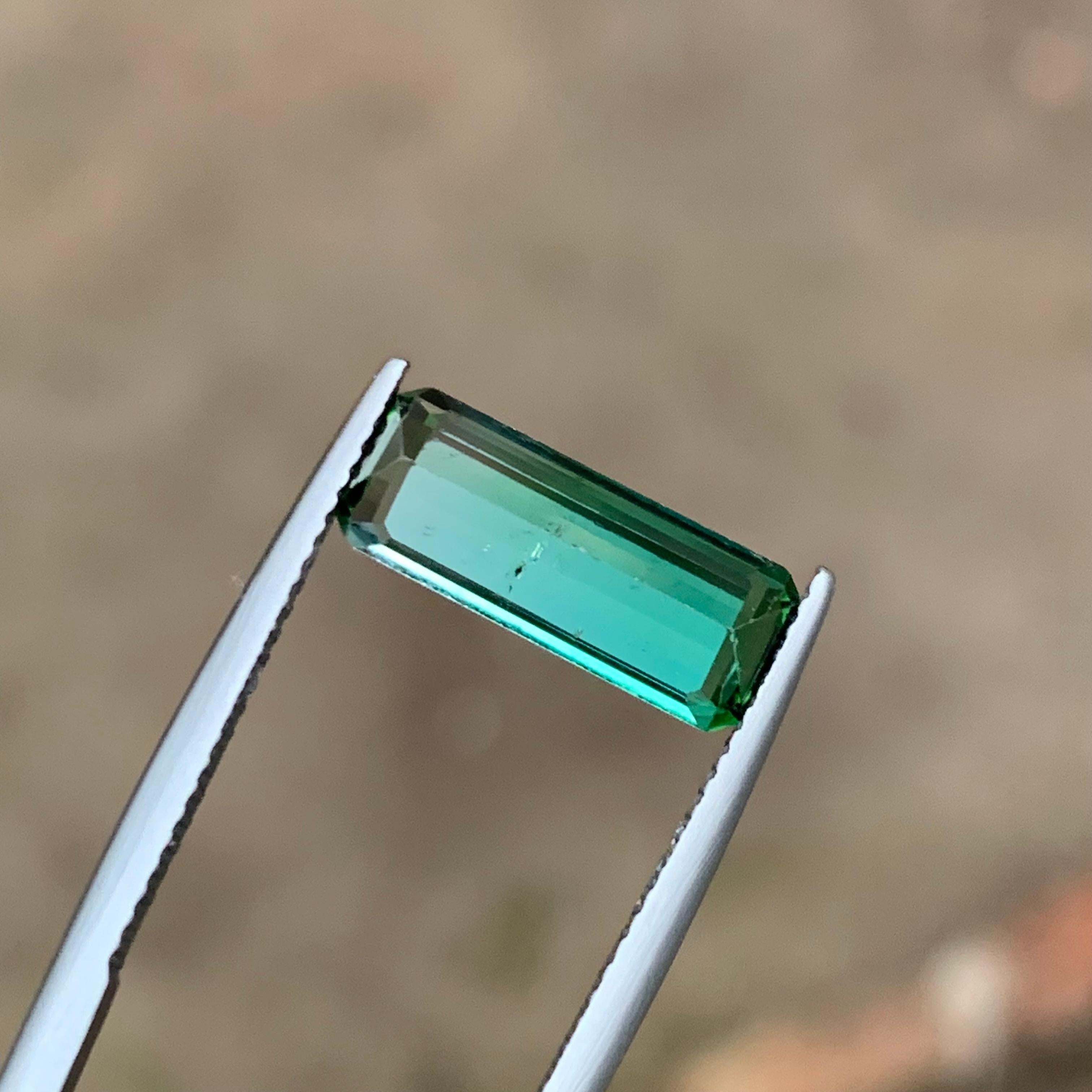 Rare Neon Bluish Green Tourmaline Gemstone, 2.90 Ct Emerald Cut-Ring/Jewelry Afg For Sale 2