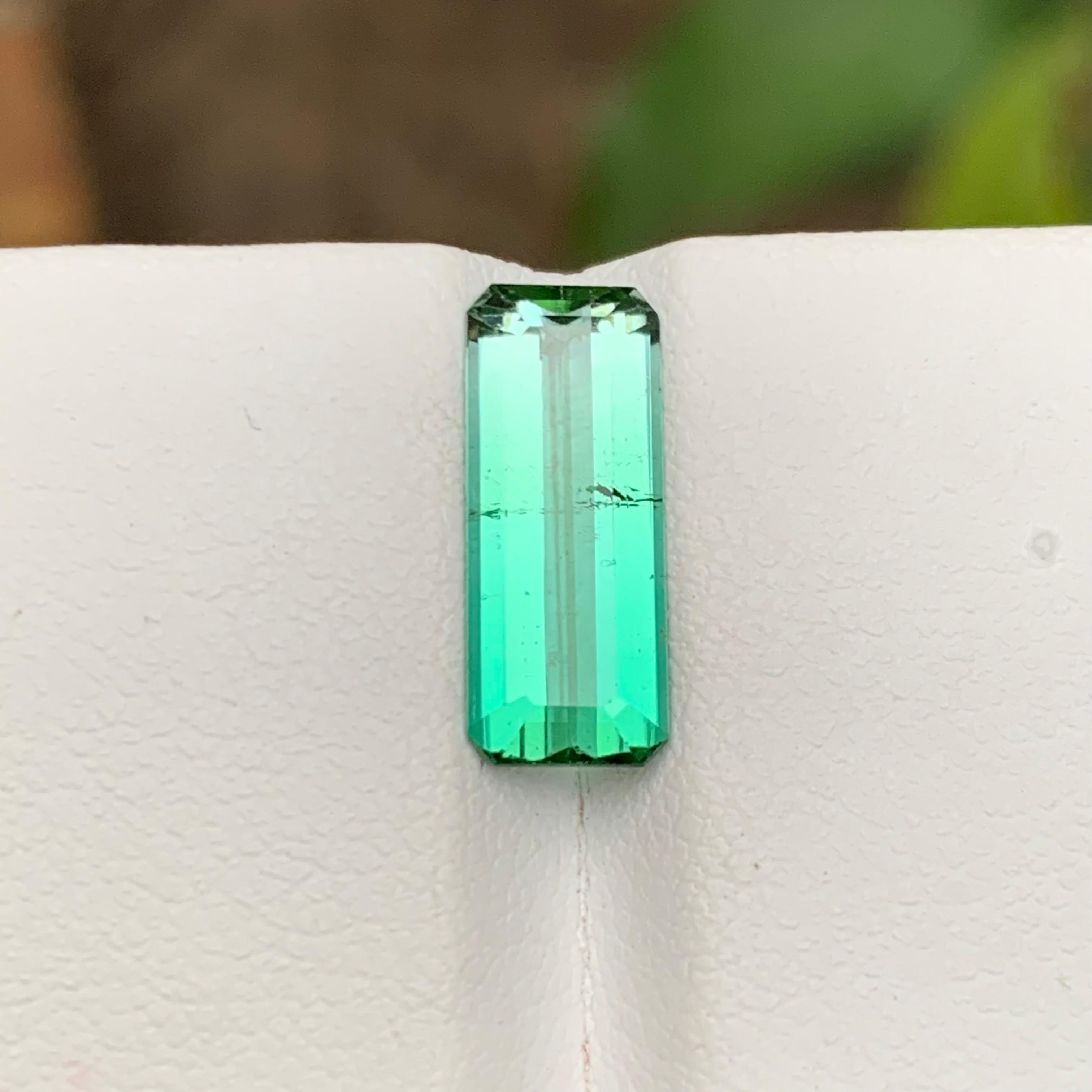 Rare Neon Bluish Green Tourmaline Gemstone, 2.90 Ct Emerald Cut-Ring/Jewelry Afg For Sale 3