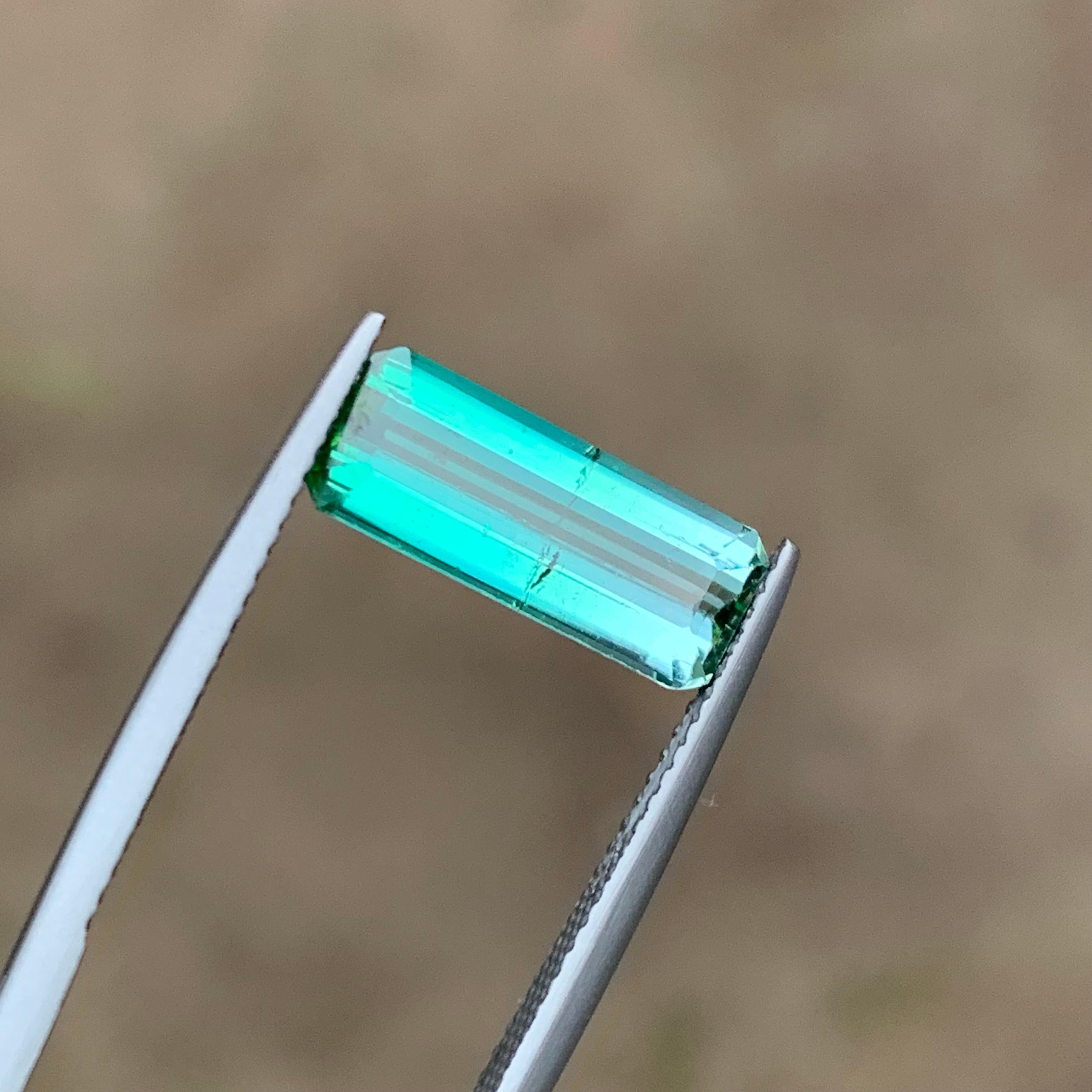 Seltener neon blaugrüner Turmalin Edelstein, 2.90 Ct Smaragd-Schliff-Ring/Schmuck Afg im Angebot 3