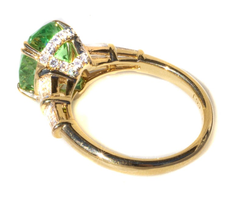 Rare Neon Grossular Garnet and Diamond Ring at 1stDibs | grossular garnet  ring