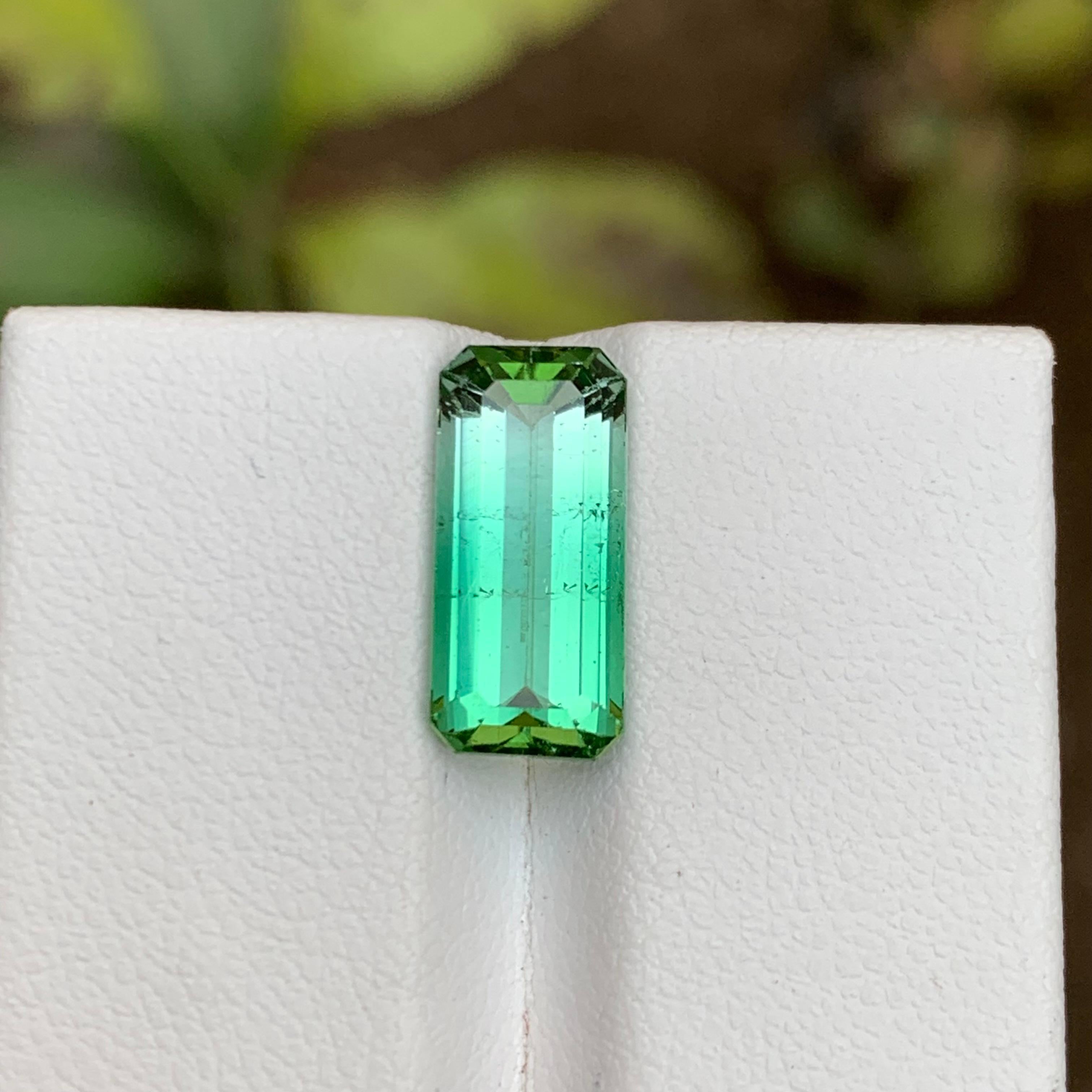 Rare Neon Lagoon Green Bicolor Tourmaline Gemstone 4.40 Ct Step Emerald Cut Afg For Sale 6