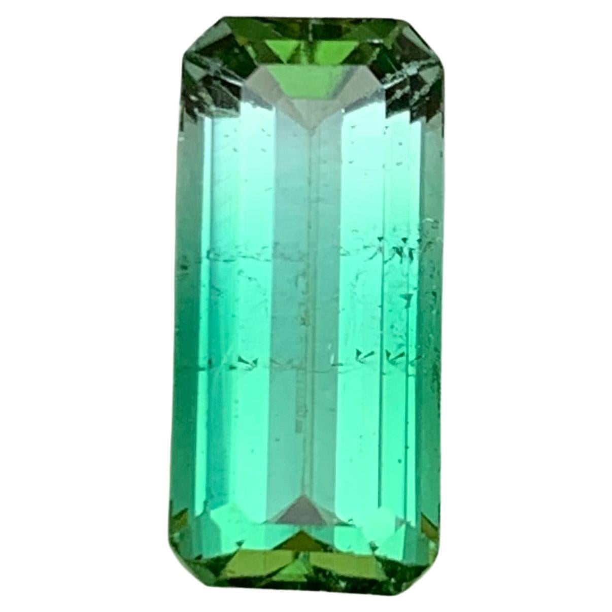 Rare Neon Lagoon Green Bicolor Tourmaline Gemstone 4.40 Ct Step Emerald Cut Afg