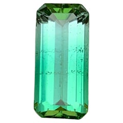 Rare Neon Lagoon Green Bicolor Tourmaline Gemstone 4.40 Ct Step Emerald Cut Afg
