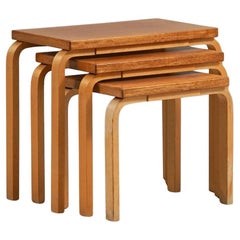 Vintage Rare Nesting Tables, Alvar Aalto, Oy Huonekalu- ja Rakennustyötehdas Ab, 1950s