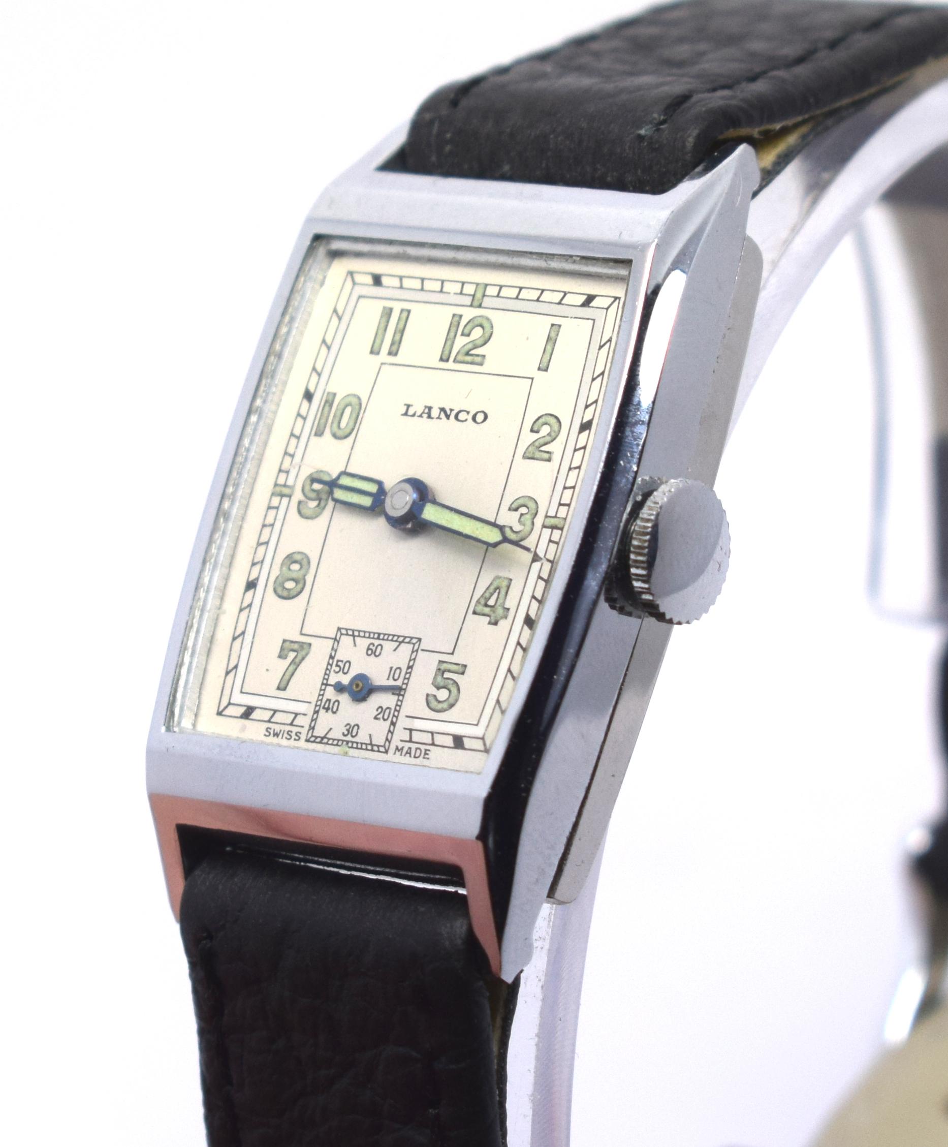 Rare Never Worn, Art Deco Swiss Tank Gentleman's Wristwatch, circa 1930 8