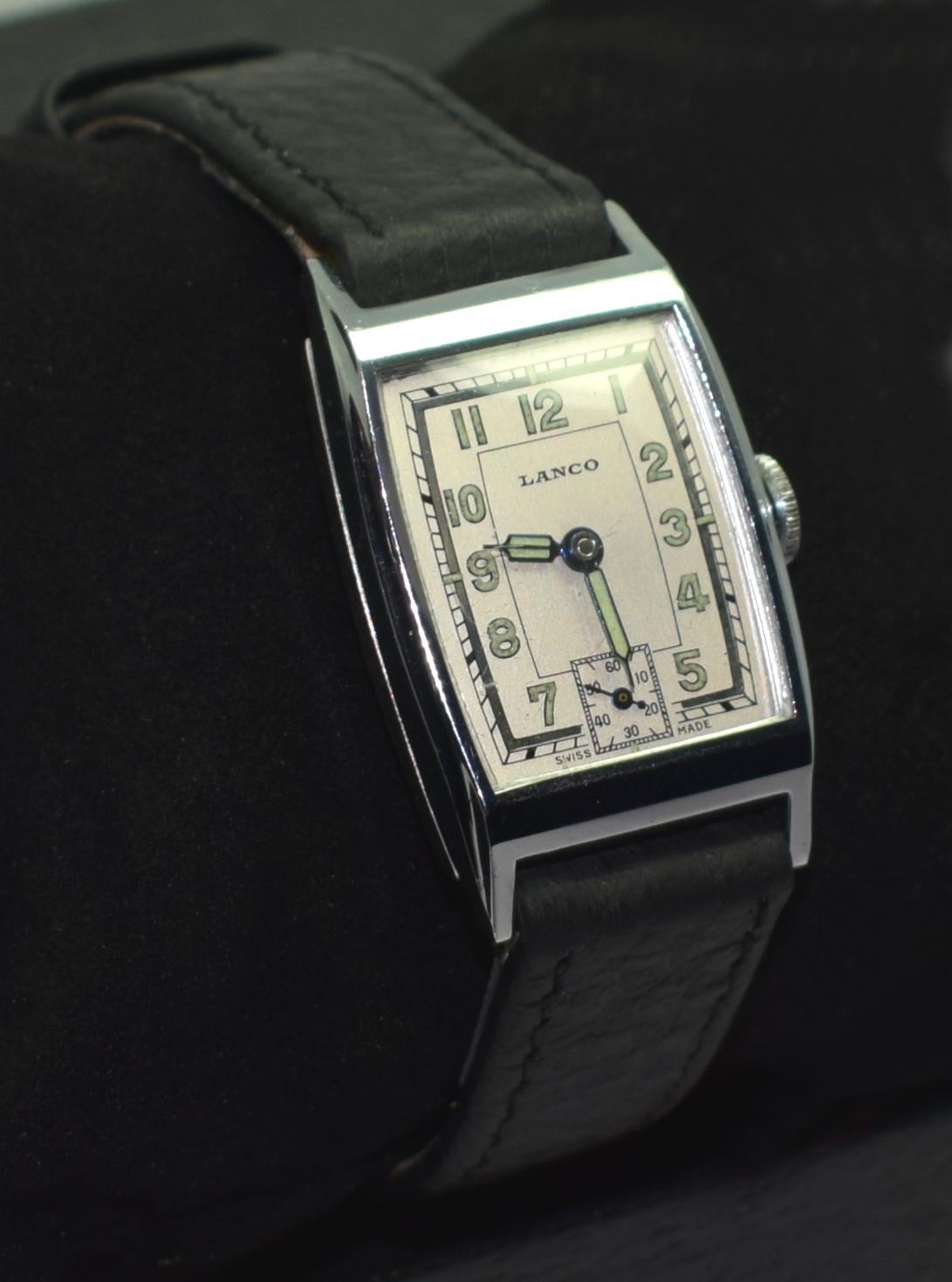 Rare Never Worn, Art Deco Swiss Tank Gentleman's Wristwatch, circa 1930 10