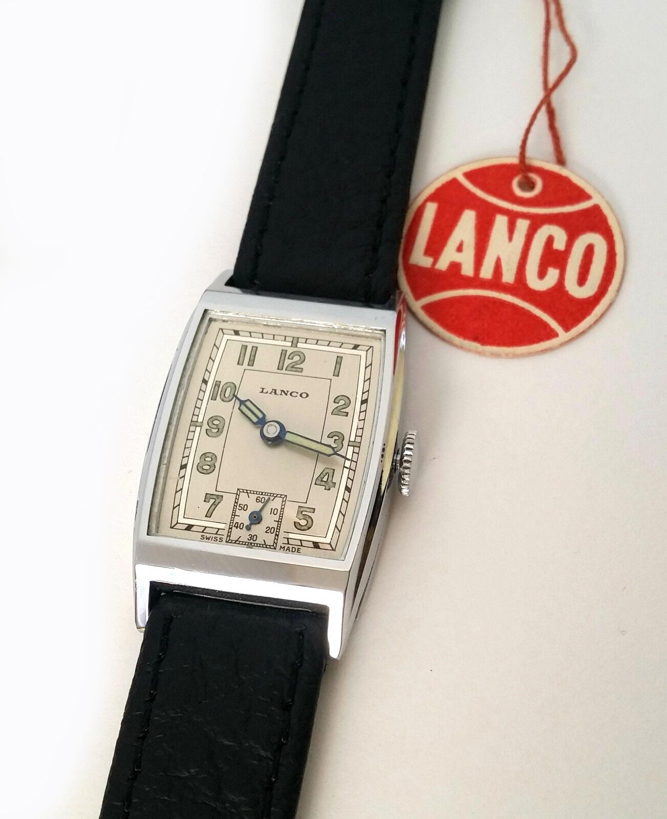 Rare Never Worn, Art Deco Swiss Tank Gentleman's Wristwatch, circa 1930 13
