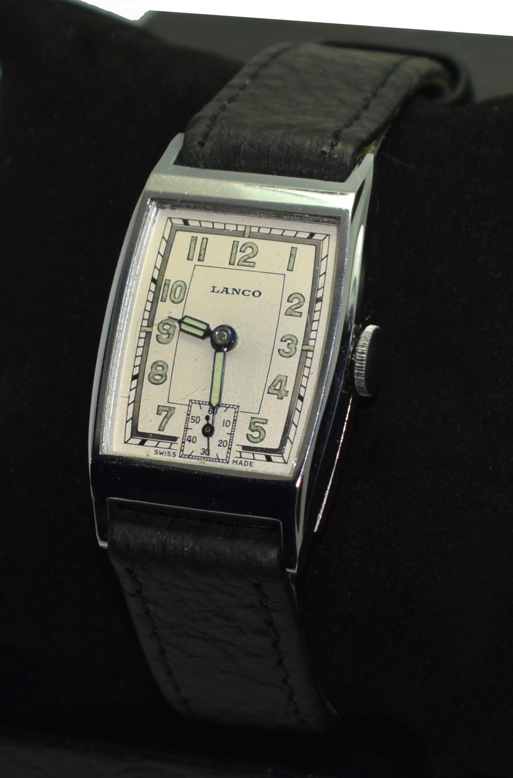 Rare Never Worn, Art Deco Swiss Tank Gentleman's Wristwatch, circa 1930 14