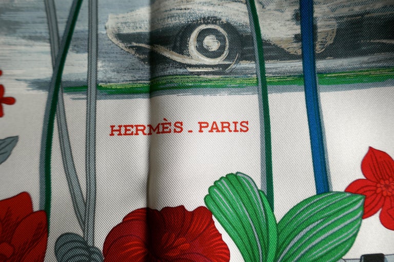 Rare New Hermes 100% Silk Scarf “Les Bolides” by Rena Dumas at 1stDibs