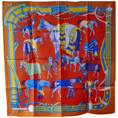 Used Rare New Hermes 100% Silk Scarf “Ronds de Marche” by Hubert de Watrigant