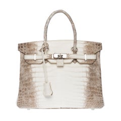 Rare New Hermès Birkin 30 Himalaya handbag in white Nile Crocodile leather, SHW