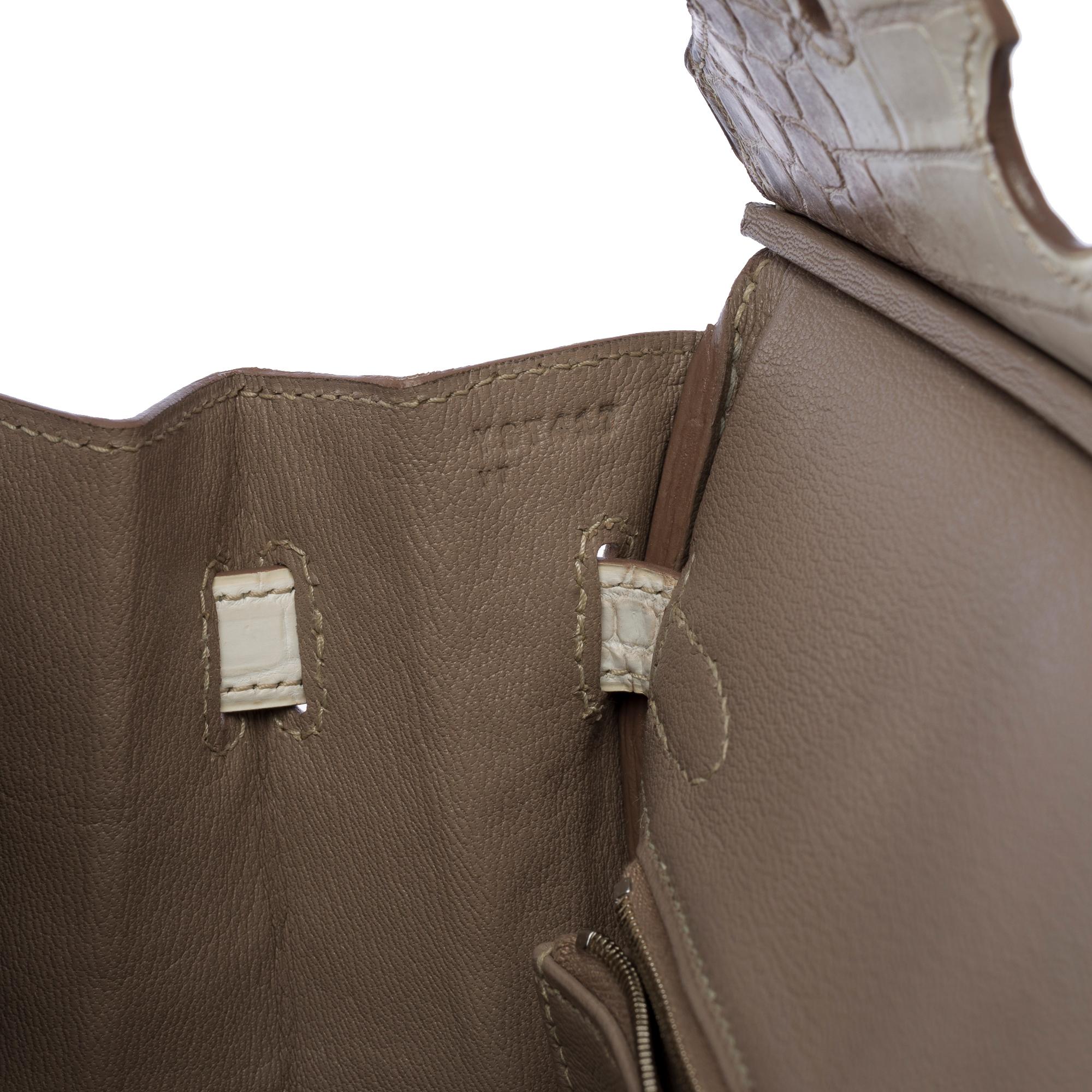 Rare New Hermès Birkin 30 Himalaya handbag in white Nile Crocodile leather, SHW 1