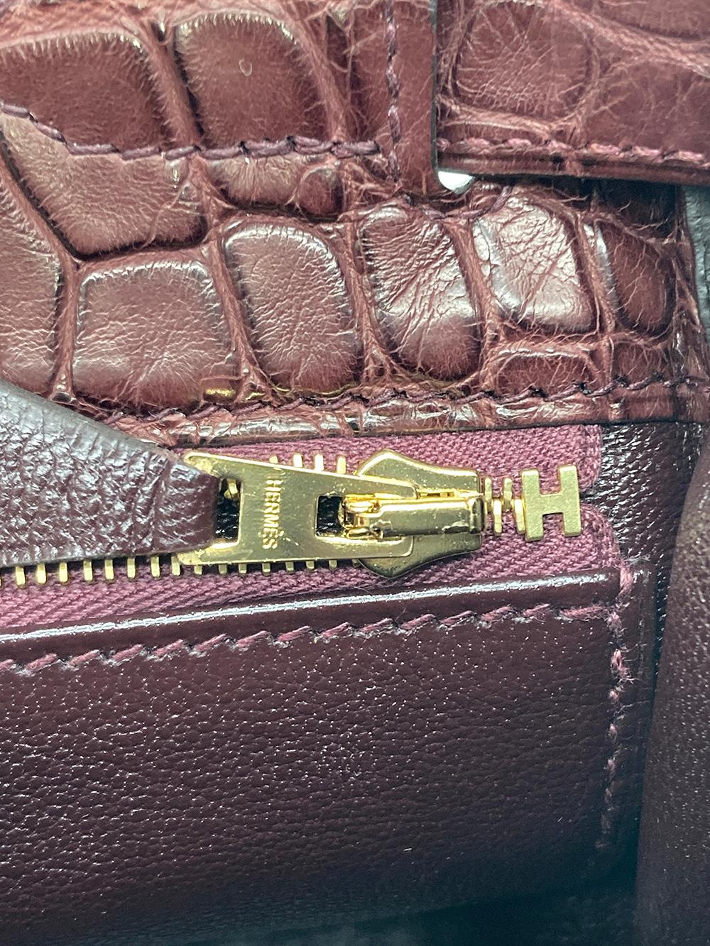 NEW Hermès Kelly 28 Bordeaux Matte Alligator Gold Hardware GHW RARE For Sale 9