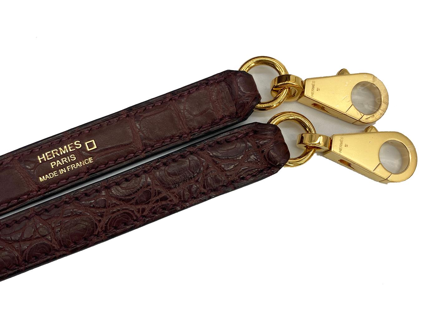 NEW Hermès Kelly 28 Bordeaux Matte Alligator Gold Hardware GHW RARE For Sale 12