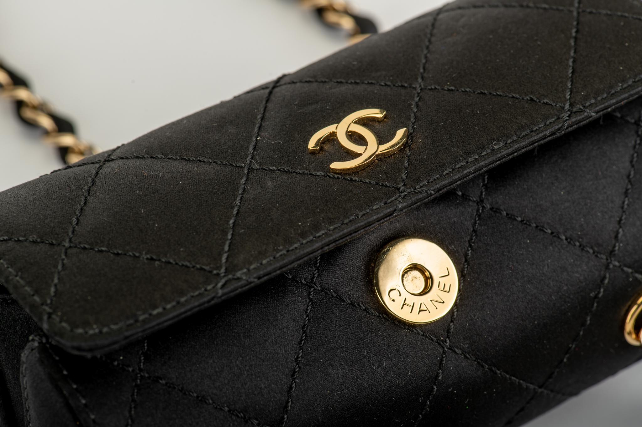 Black Rare New in box Chanel Silk Barrel Evening Bag
