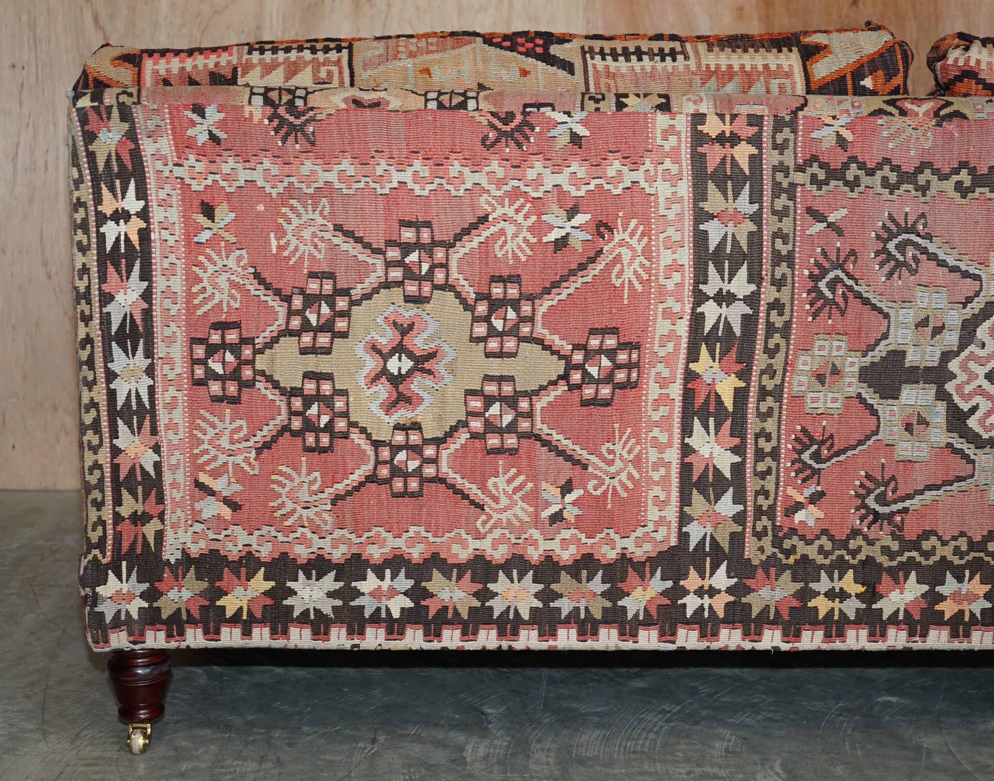 Rare New Old Stock George Smith Bulster Arm Kilim Upholstered Sofa Part of Suite 4
