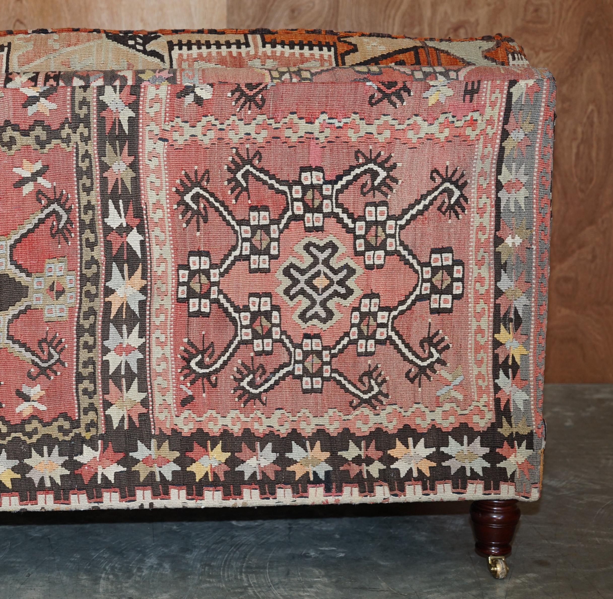 Rare New Old Stock George Smith Bulster Arm Kilim Upholstered Sofa Part of Suite 5
